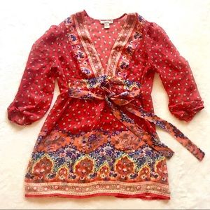 Forever 21 Sheer Folk Blouse size M